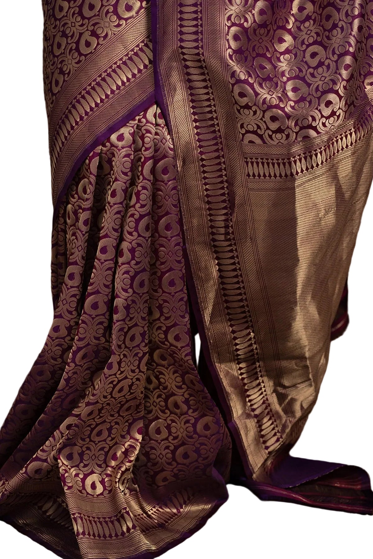Life In Style Purple & Gold Pure Katan Silk Handloom Banarasi Saree