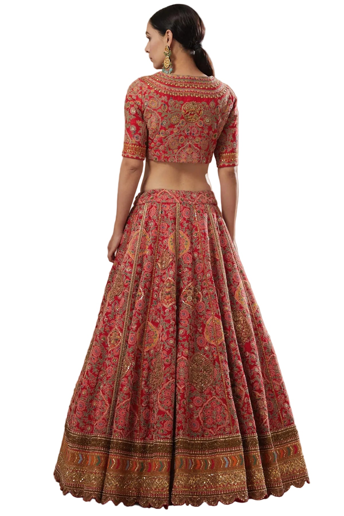 Life In Style Red Embellished Lehenga Choli Set with Dupatta