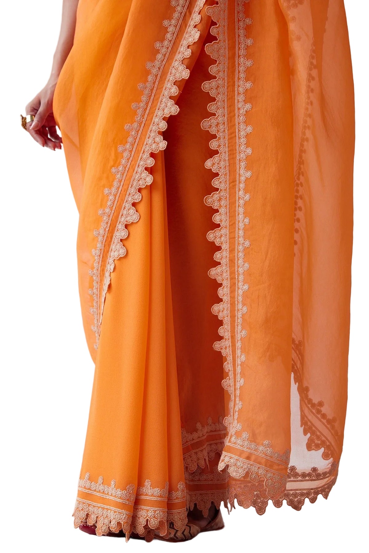 Life In Style Orange Embellished Saree with Designer Blouse