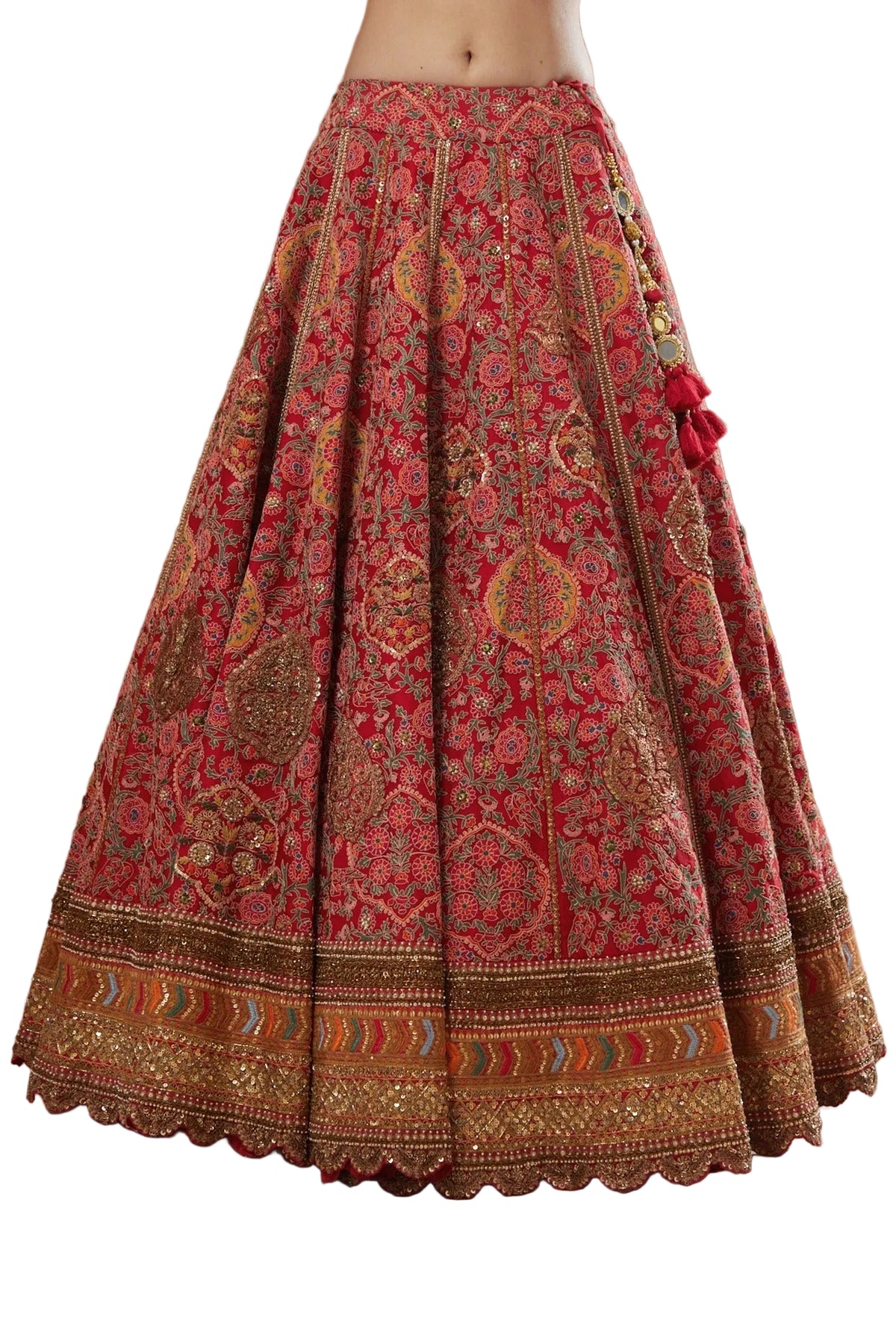 Life In Style Red Embellished Lehenga Choli Set with Dupatta