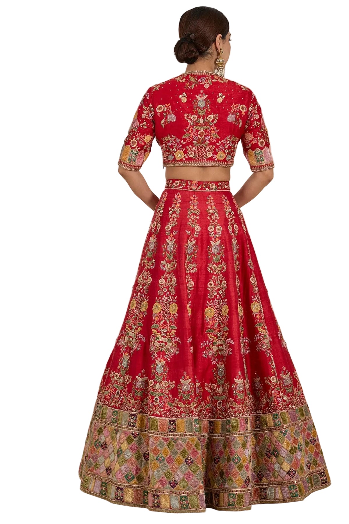 Life In Style Red Embroidered Lehenga Choli Set with Dupatta