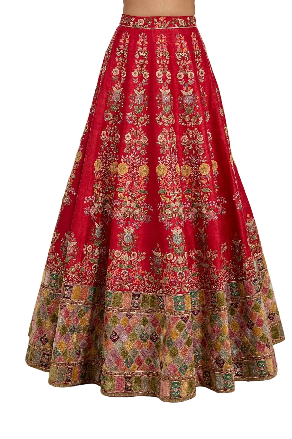 Life In Style Red Embroidered Lehenga Choli Set with Dupatta