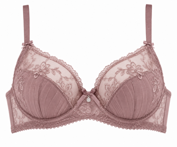 Life In Style Dusty Rose Embroidered Lace Bra