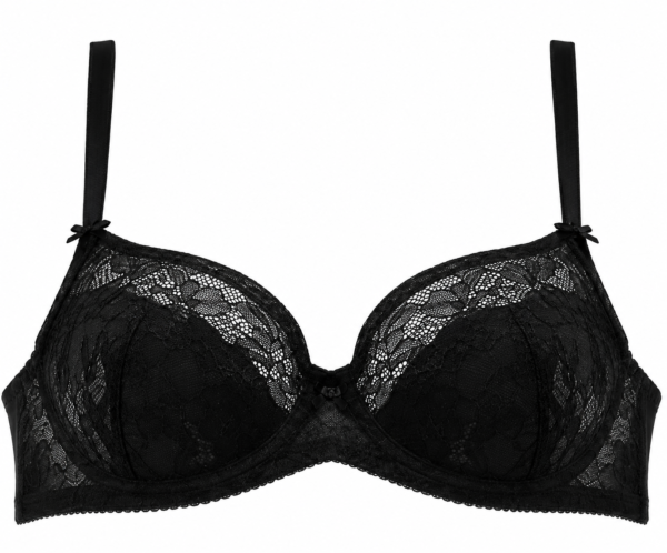 Life In Style Black Floral Lace Full Coverage Bra